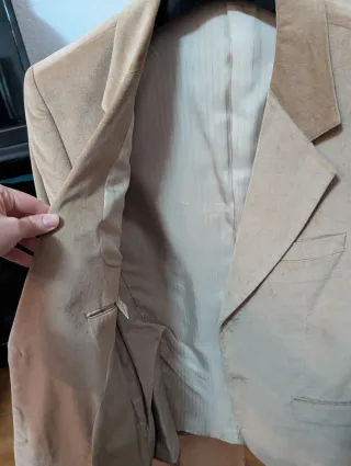 Chaqueta traje terciopelo hombre beige