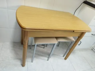 Mesa de cocina extensible madera y metal