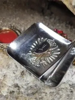 Hebilla militar antigua plateada Ej. Tierra