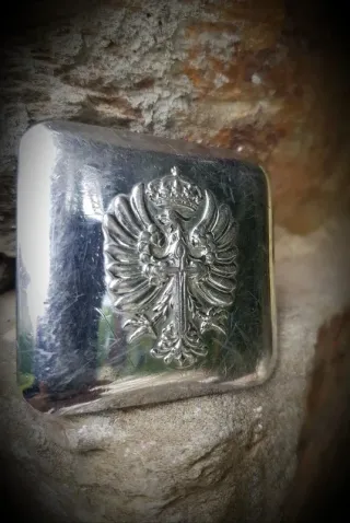 Hebilla militar antigua plateada Ej. Tierra