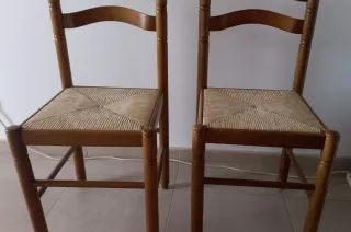 2 Sillas Coloniales Madera y Rattan