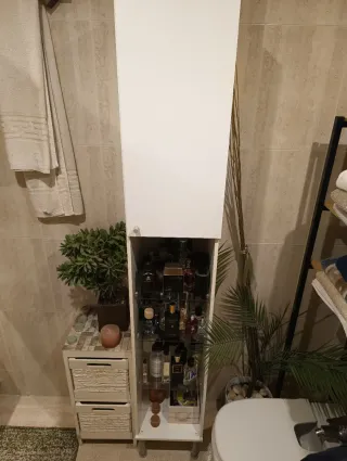 Mueble baño estrecho con estantes