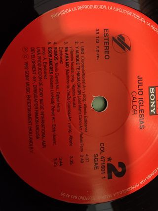 Vinilo Julio Iglesias Calor