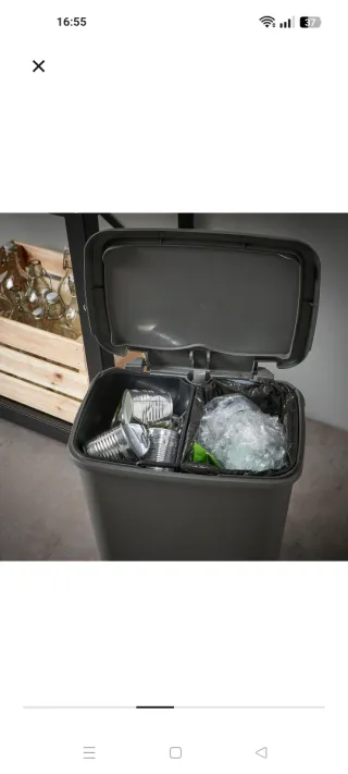 Cubo basura Ikea Knockla gris 25L