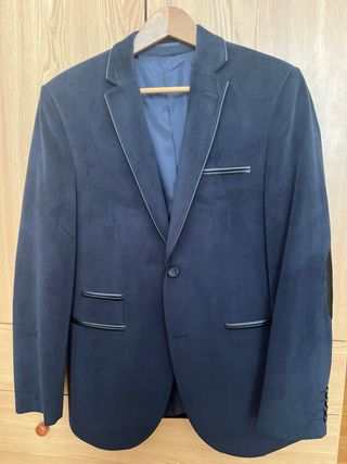 Americana Terciopelo Azul Hombre