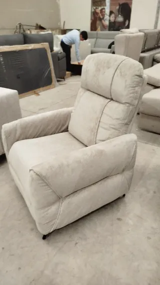 Pareja Sillones Relax Beige y Gris