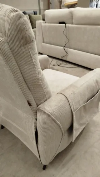 Pareja Sillones Relax Beige y Gris