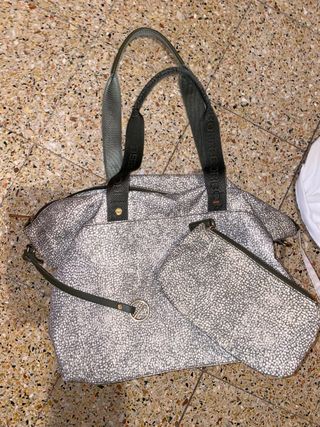 Borbonese Borsa Grigio Bianco Usata Ottime Condizi