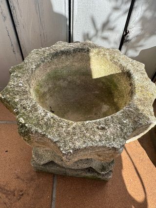 2 Macetas de Piedra Beige y Gris