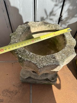 2 Macetas de Piedra Beige y Gris