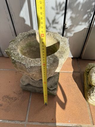 2 Macetas de Piedra Beige y Gris