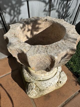 2 Macetas de Piedra Beige y Gris