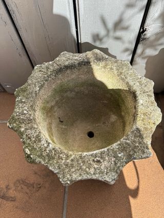 2 Macetas de Piedra Beige y Gris