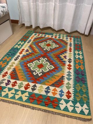 Kilim fatto a mano in lana multicolore