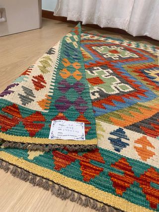 Kilim fatto a mano in lana multicolore