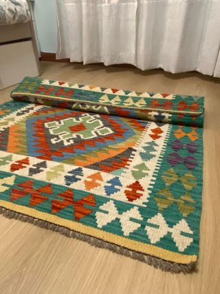 Kilim fatto a mano in lana multicolore