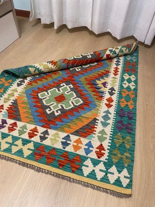 Kilim fatto a mano in lana multicolore