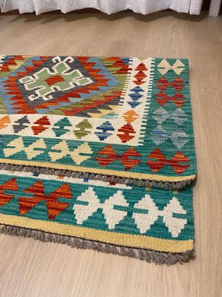 Kilim fatto a mano in lana multicolore
