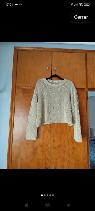 Jersey beige algodón Zara