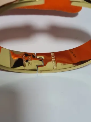 Pulsera Hermes H Dorada y rosa palido