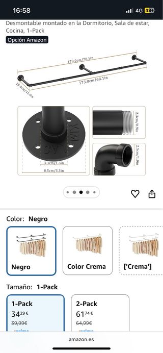 Perchero Industrial Negro Metal