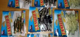 Lote 18 Bolsas Señuelos Pesca Vinilos