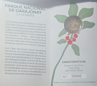 Moneda 2€ Proof vuelta al mundo y P.N de Garajonay