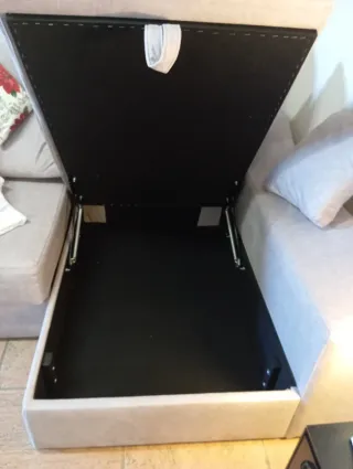 Sofá cheslong tela beige/gris