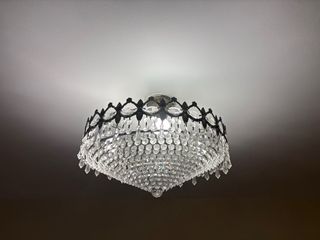 Dos Lámparas de cristal y metal antiguas