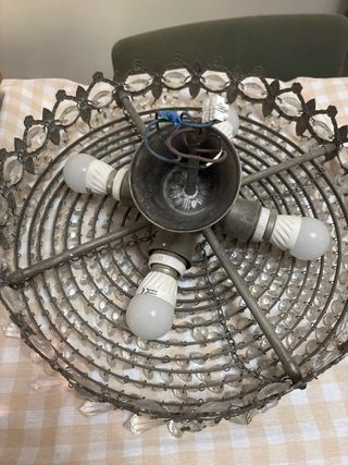 Dos Lámparas de cristal y metal antiguas