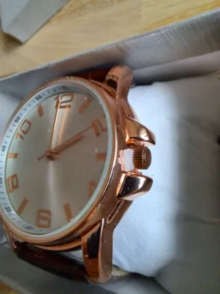 Reloj de pulsera hombre marrón y dorado