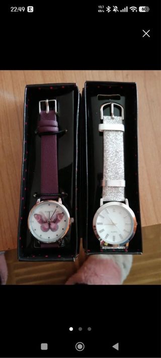 Juego de 2 relojes morado y plateado