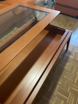Mesa extensible madera y cristal salón