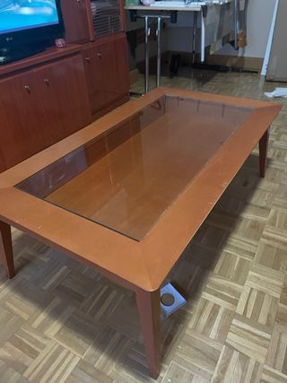 Mesa extensible madera y cristal salón