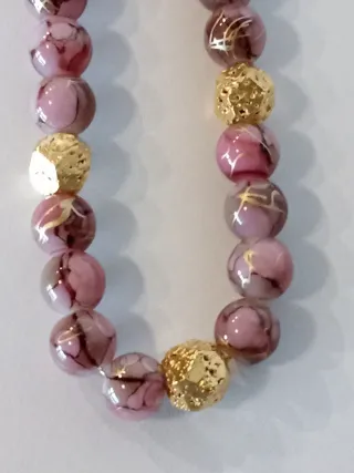 Collana perle vetro e pietra lavica