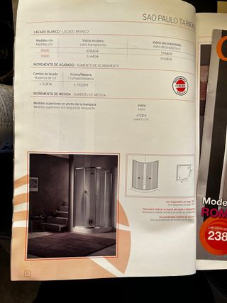 Mampara de baño nueva de cristal