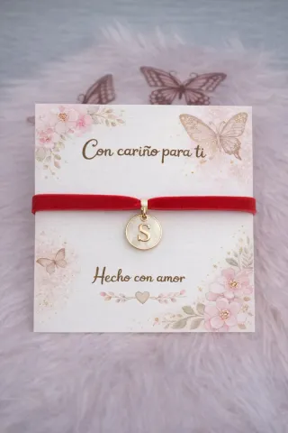 Pulsera con inicial terciopelo