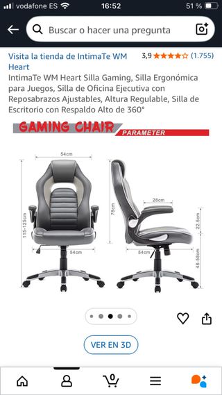 Silla gaming/oficina negra y gris