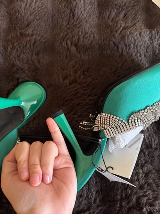 Tacones Zara Azules/verde y Brillantes Talla 37