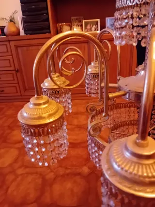 Lampadario vintage anni 70 oro cristallo 9 luci