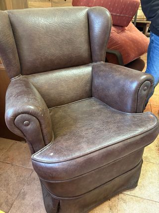 Sillón mecedor de cuero marrón , 2 unidades