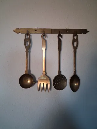 Juego Utensilios Cocina Metal Dorado