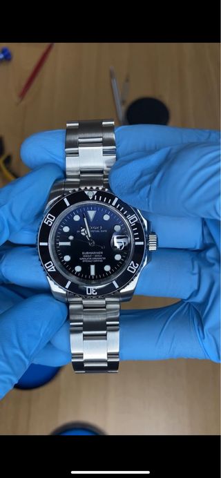 Seiko Mod Submariner Negro/Plateado