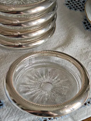Sottobicchieri Vintage Vetro e Silverplated