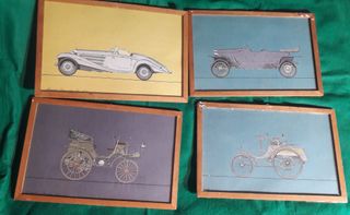 Set 4 Stampe Auto d'Epoca Mercedes