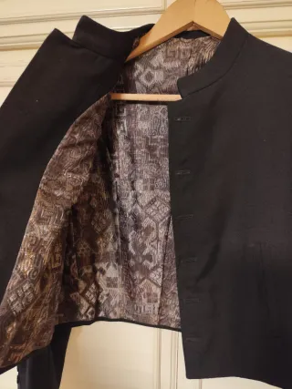 Traje Corto Hombre Negro y Gris