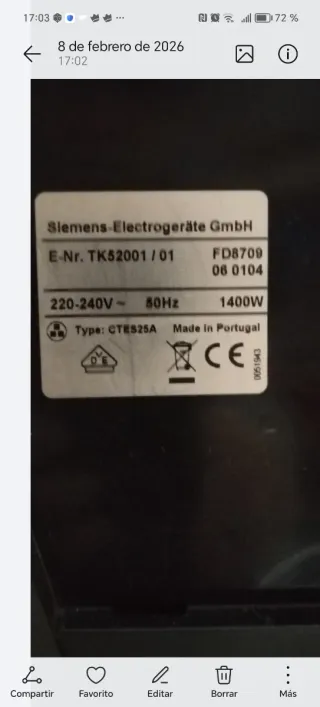 Cafetera Siemens Surpresso Compact Negra