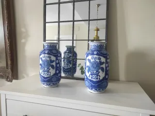 Coppia di vasi cinesi blu e bianchi