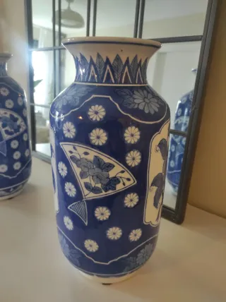 Coppia di vasi cinesi blu e bianchi