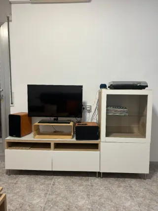 Mueble para salón  Bestå Ikea Blanco y abedul